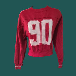 Red and white Charlotte Russe cropped Jersey sweatshirt